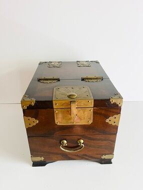 Vintage Chinese Style Wooden Jewellery Travel Box